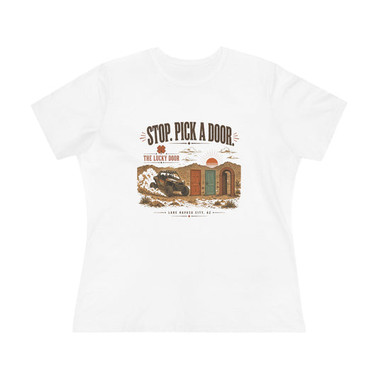 Stop. Pick a Door. Women's Relaxed Tee